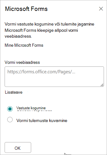 Kleepige vormi URL vormi veebiaadressi väljale.