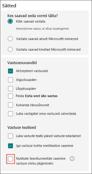Nutikate meeldetuletuste vormisätted