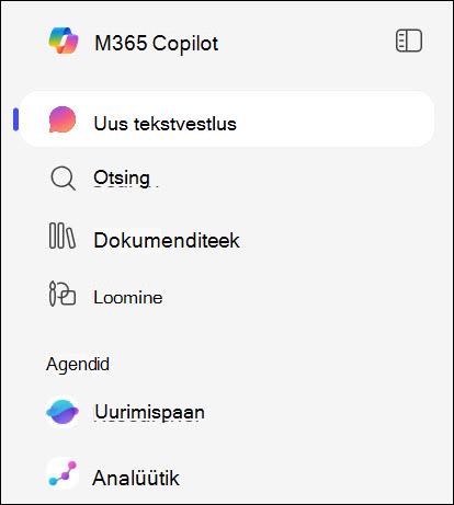 Kuvatõmmis vasakpoolsel navigeerimispaanil olevatest agentidest.