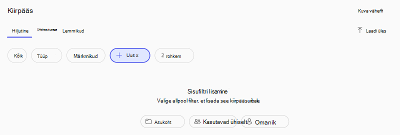 M365 Copilot-rakenduse otsingutulemite lisafiltrite kuvatõmmis