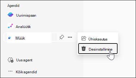 Agendi nupu Desinstalli kuvatõmmis.