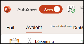 Office'i automaatsalvestuse lüliti
