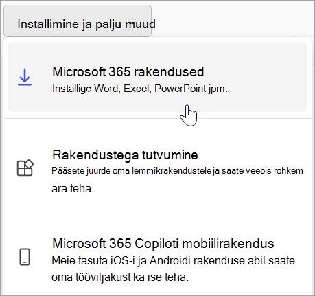 Kuvatõmmis veebisaidist Office.com, kui logite sisse töö- või koolikontoga
