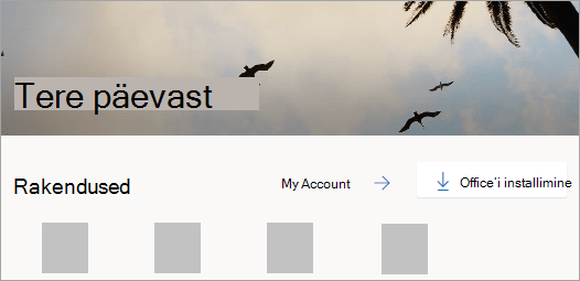 Kuvatõmmis Office.com-i avalehest pärast sisselogimist