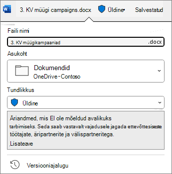 Detundlikkuse riba dokumendi ülaosas