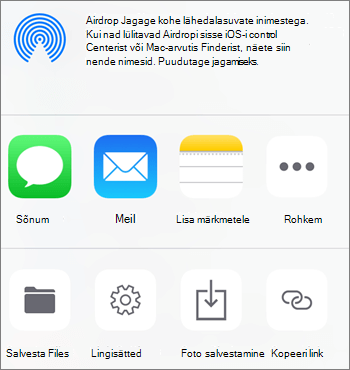 Kuvatõmmis OneDrive’i iOS-i rakenduse nupust Save Photo (Salvesta pilt)