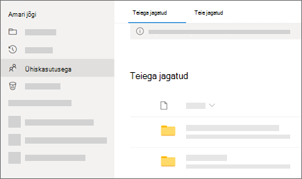 Kuvatõmmis oneDrive'i töö- või koolikonto vaatest Ühiskasutuses.
