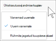 Kuvatõmmis OneDrive for Business vaate Ühiskasutuses minuga veeru soringest