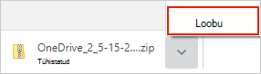 OneDrive'i allalaadimise tühistamise dialoogiboks