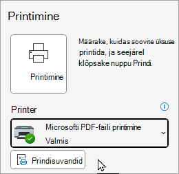 Klassikalised Outlooki faili prindisuvandid