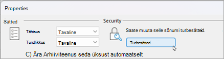 Turbesätete valimine