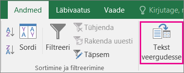 Andmeteksti > veergudesse valimine