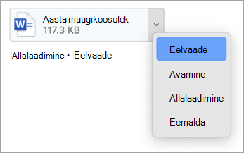 Valige rippmenüüst Eelvaade, Ava, Laadi alla (või Salvesta nimega...) ja Eemalda