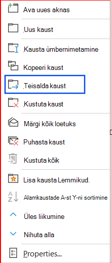 Kuvatõmmis navigeerimispaanil valitud suvandist Teisalda kaust.
