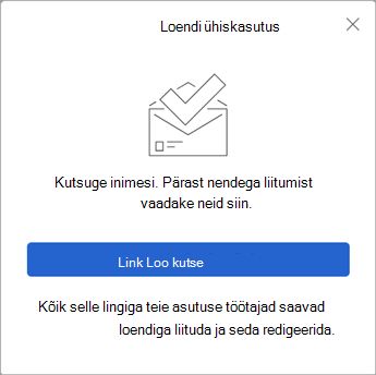Kui valite Anna loend ühiskasutusse, loob ülesanne kutselingi, mille saate teistele saata.