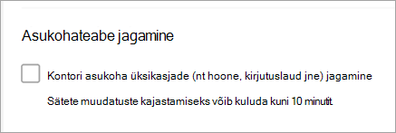 Kuvatõmmis, kus on näha, et ruut Office'i asukoha jagamine on märkimata