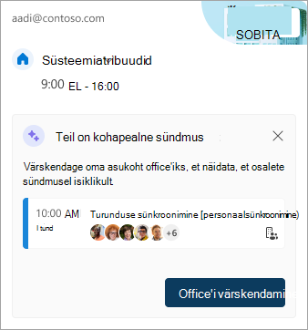 Tööasukoha värskendamise kuvatõmmis