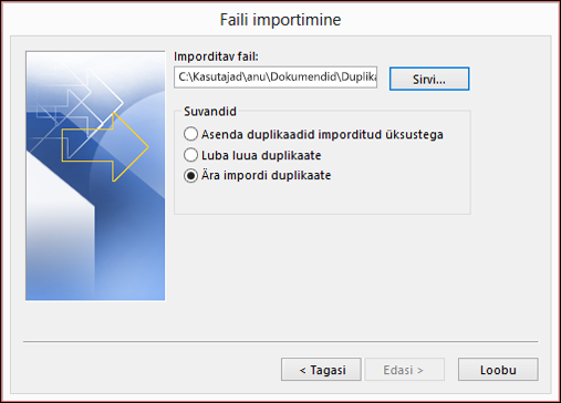 Valige imporditav fail.