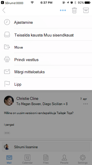 Sõnumiga tegutsemine