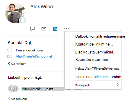 Mõne muu kontaktikirje teabe värskendamiseks valige Lingi kontaktid.
