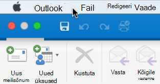 Outlooki versiooni kontrollimiseks valige menüüribal Outlook.