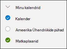 Kuvatõmmis kalendri kõrval olevast märkeruudust