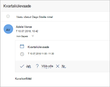 Kuvatõmmis volitatud esindajale saadetud koosolekukutsest.