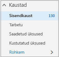 Kuvatõmmis, millel on kujutatud vaikemeilikaustad jaotises Lemmikud.