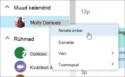 Kuvatõmmis kontekstimenüüst „Muud kalendrid“.