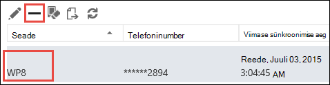 Telefoni eemaldamine Outlook Web Appist