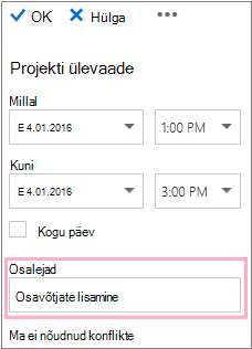 Üksikasjapaan, millel kuvatakse plaanimisabimehega kasutatav väli Osalejad