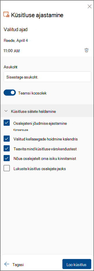 Järgmise küsitluse ajastamise küsitluse kuvatõmmis