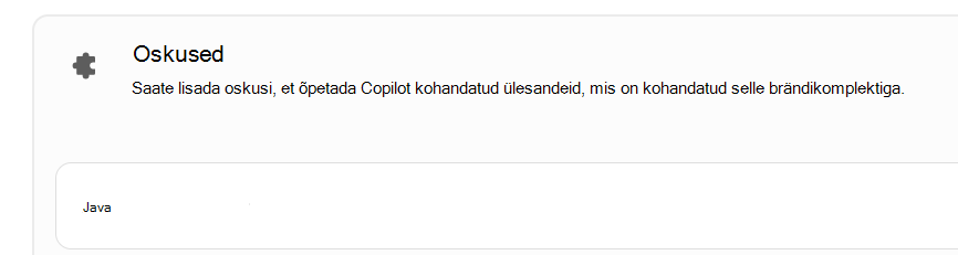 Kuvatõmmis, millel on kujutatud kohandatud oskus jaotises Oskused.