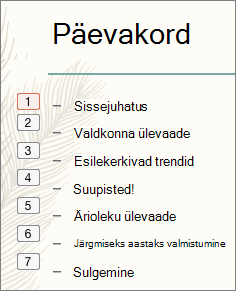 Each bullet in the list show the order of animations in a small box to the left