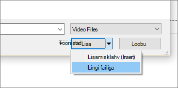 Pilt PowerPointi dialoogiboksist Video lisamine
