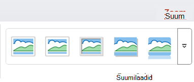 PowerPointi lindil valitud menüü Suum