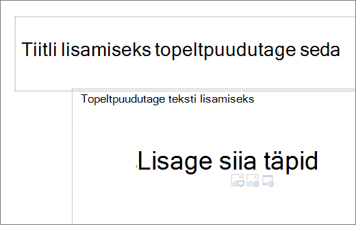 Pilt tühjast tiitliväljast ja tühjast tekstiväljast, kus täpid toimivad.