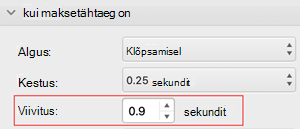 PowerPoint for Mac delay timing menu