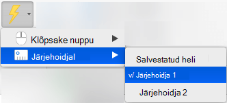 Animatsiooni esitamise käivitamine järjehoidja klõpsamisel