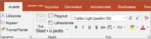 Teksti marker PowerPointi lindil.