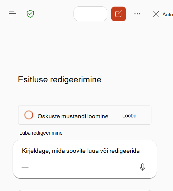 Kuvatõmmis, millel on kujutatud Copilot töötleb salvestatud töövoogu oskuste mustandi loomiseks.