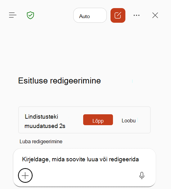 Kuvatõmmis, millel on kujutatud PowerPointi Copilot-i oskuste salvestamine.