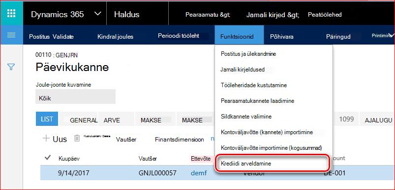 Sellel pildil on kujutatud krediidi arveldamise funktsiooni leidmine.