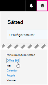 Teenusekomplekti Office 365 sätete valimine 
