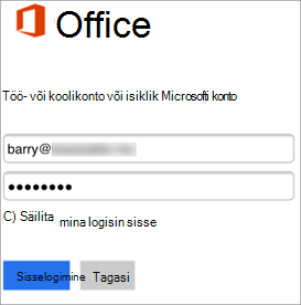 Tippige oma Skype'i ärirakendus nimi ja parool.