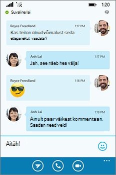 Uus Skype‘i ärirakendus Windows Phone‘le omase ilme ja olemusega - vestlusaken