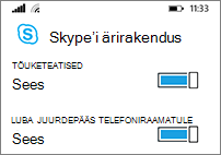 Tõuketeatiste vastuvõtmine ja kontaktide otsimine telefonist