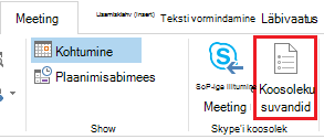 Nupp Koosoleku suvandid Outlooki lindil