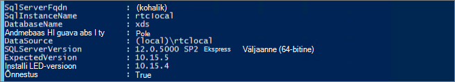 Test-CsDatabase –LocalService