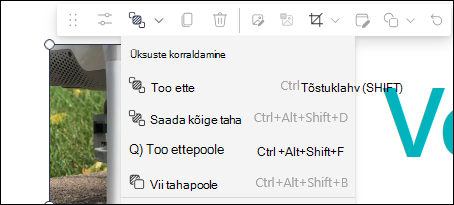Ripploend Korralda üksused veebiosa tööriistaribal